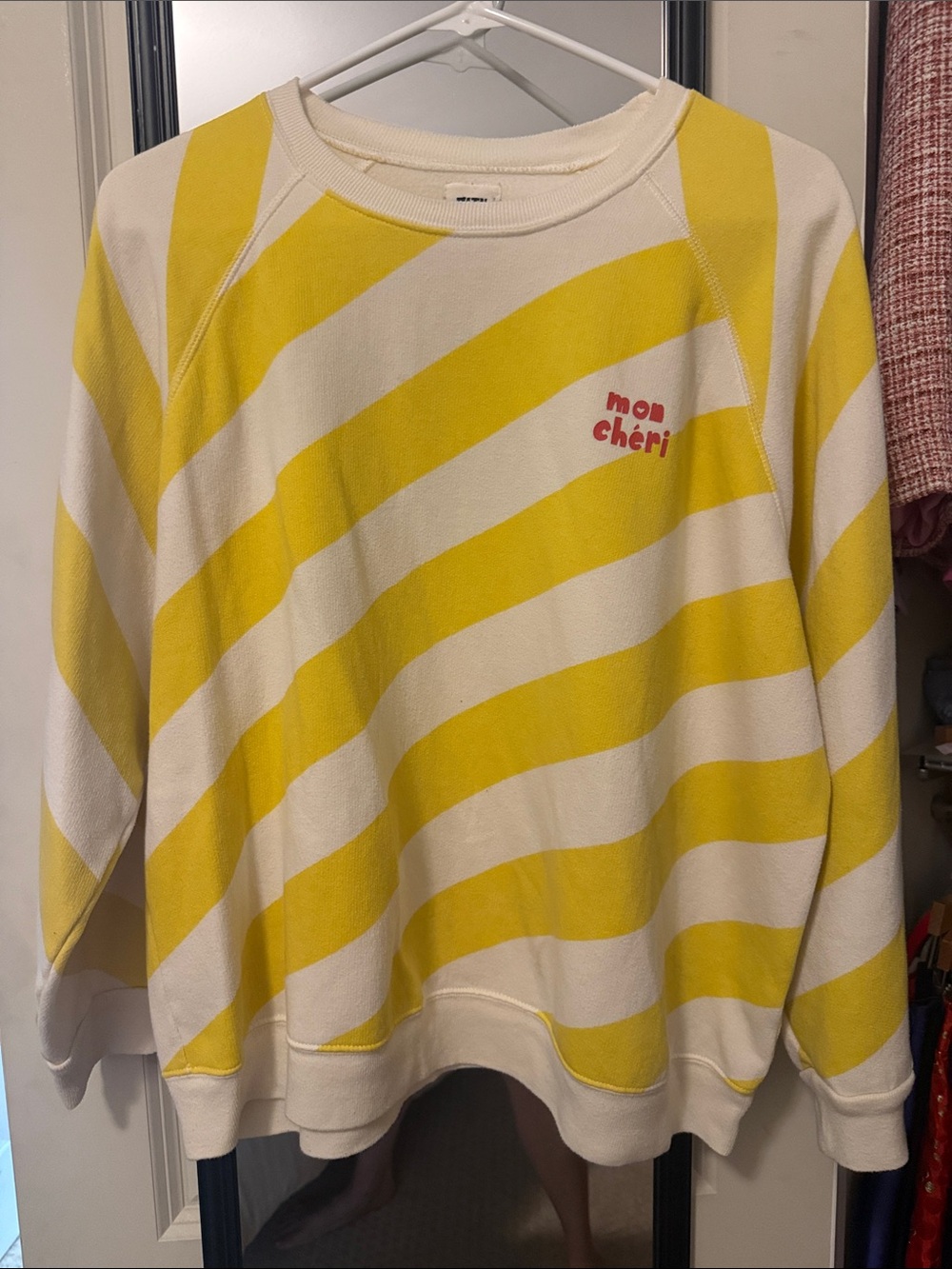 Yellow and Cream Striped Crewneck Sweatshirt